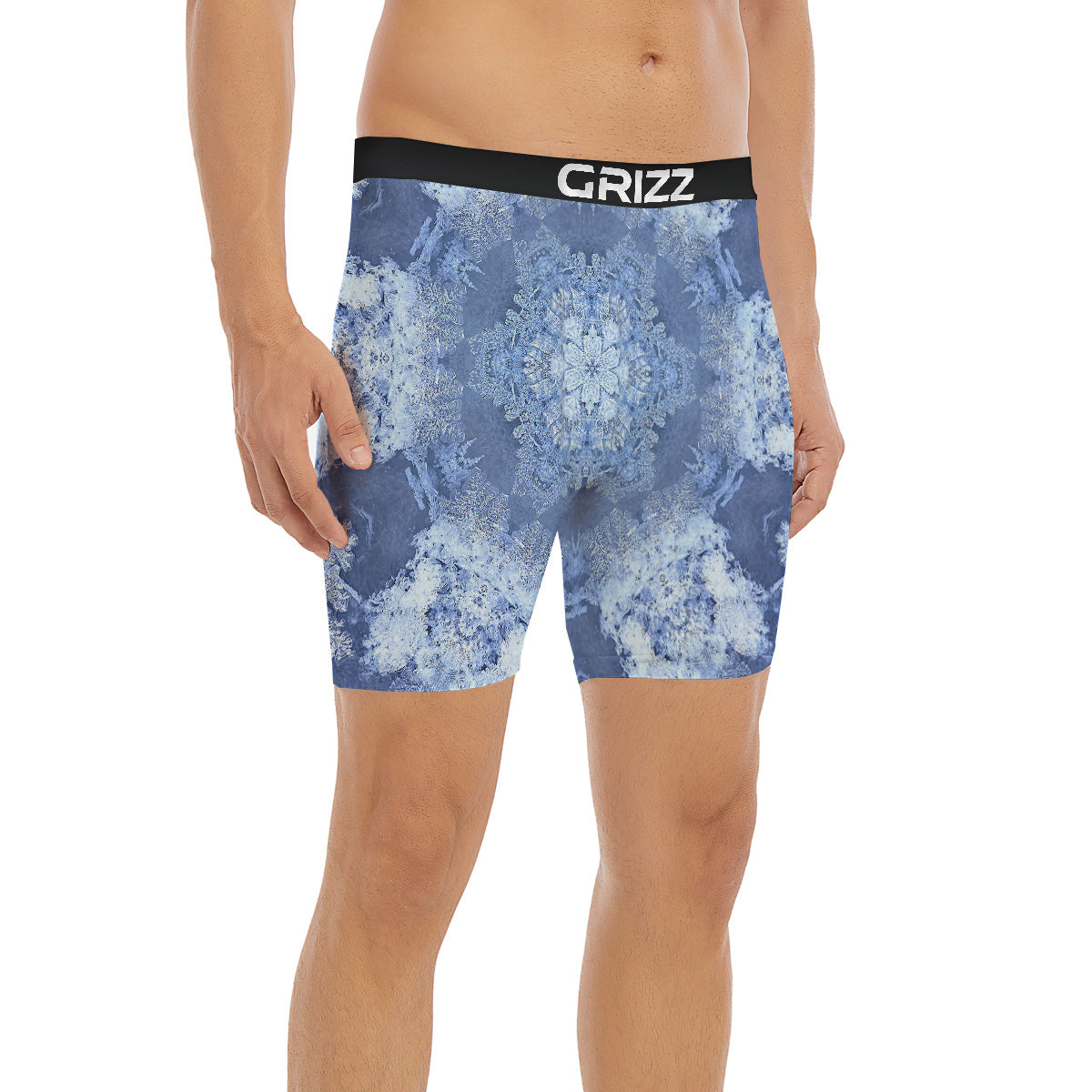 Kaleidoscope Blue Snowflake Print Boxer Briefs-grizzshop