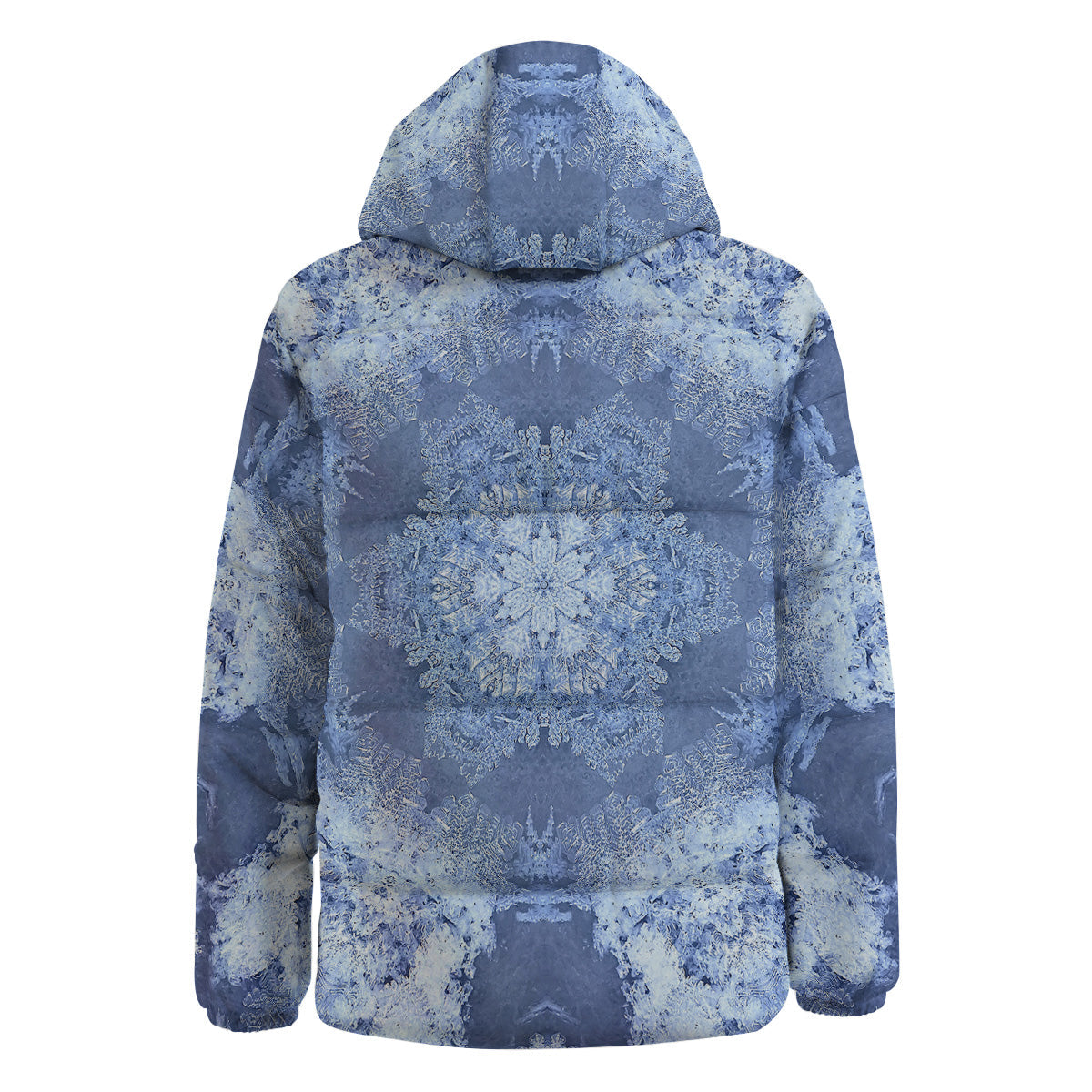 Kaleidoscope Blue Snowflake Print Down Jacket-grizzshop