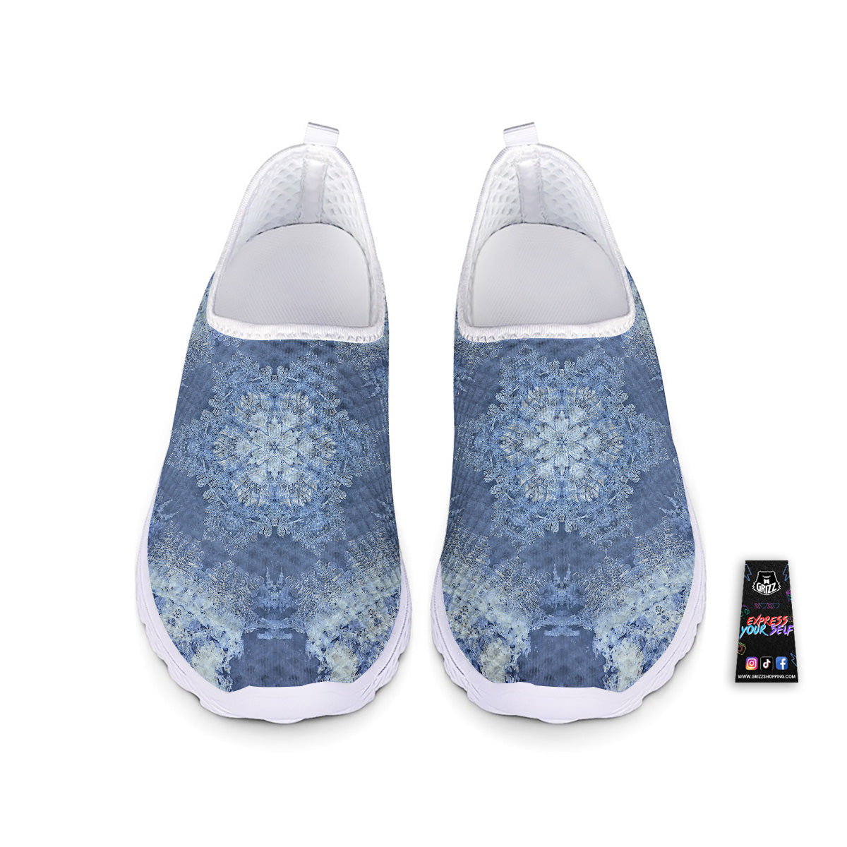Kaleidoscope Blue Snowflake Print Nurse Shoes-grizzshop