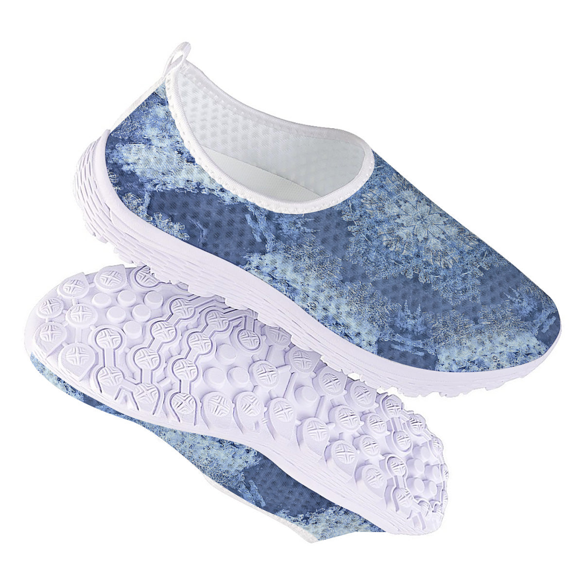 Kaleidoscope Blue Snowflake Print Nurse Shoes-grizzshop