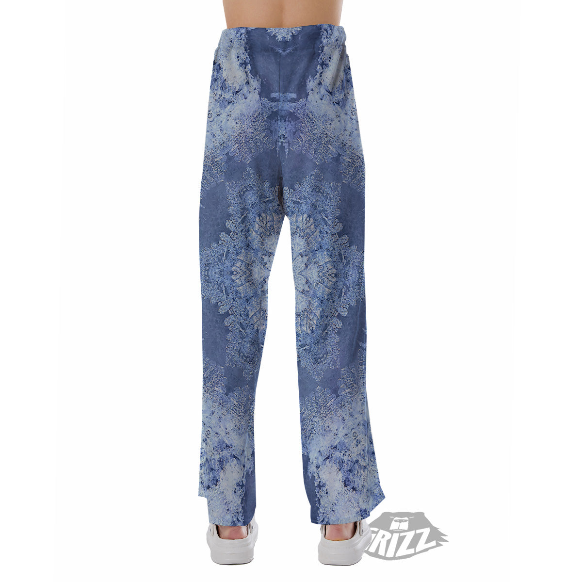 Kaleidoscope Blue Snowflake Print Pajama Pants-grizzshop
