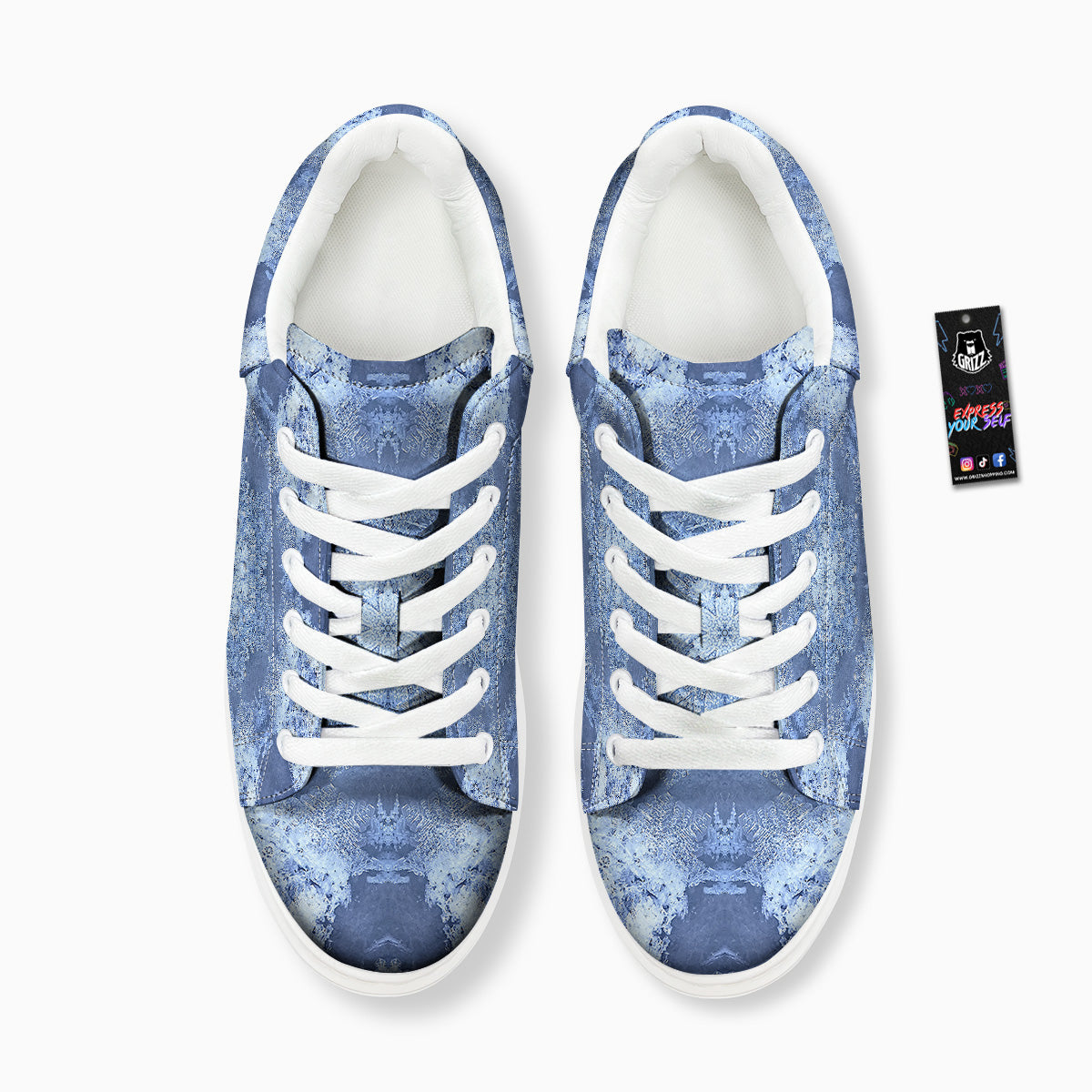 Kaleidoscope Blue Snowflake Print Platform Shoes-grizzshop