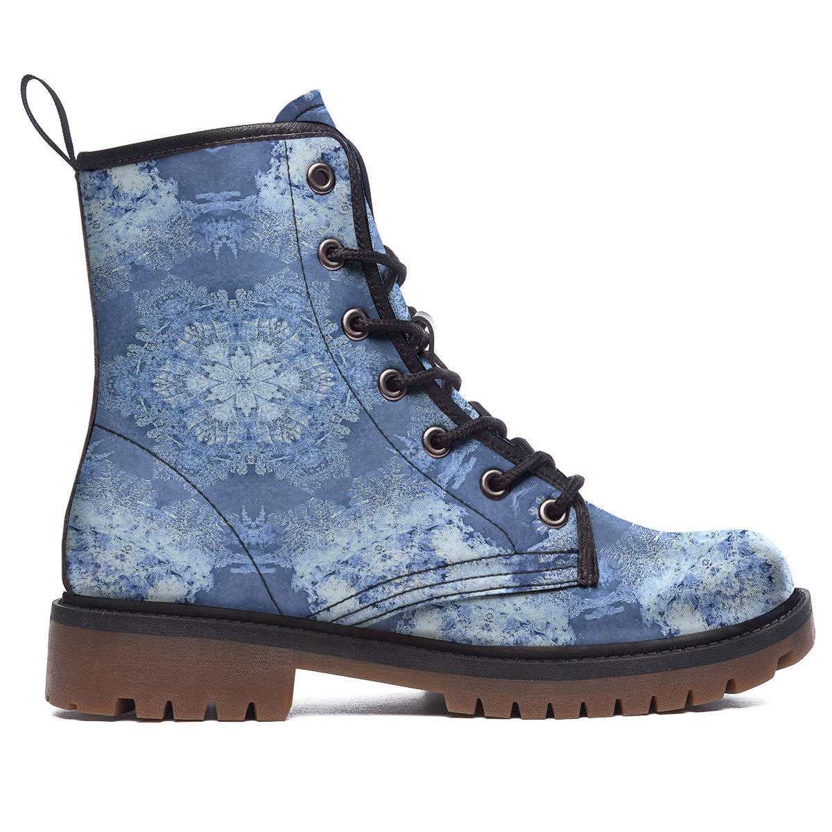 Kaleidoscope Blue Snowflake Print Work Boots-grizzshop