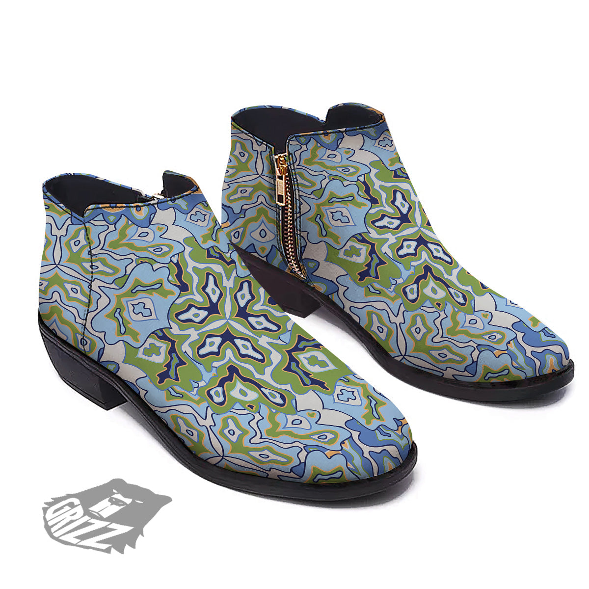 Kaleidoscope Boho Print Ankle Boots-grizzshop