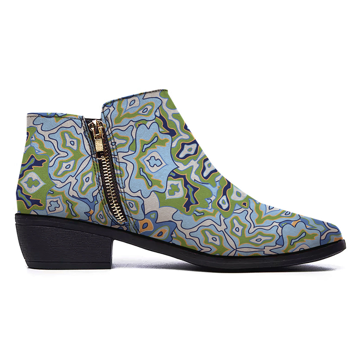 Kaleidoscope Boho Print Ankle Boots-grizzshop