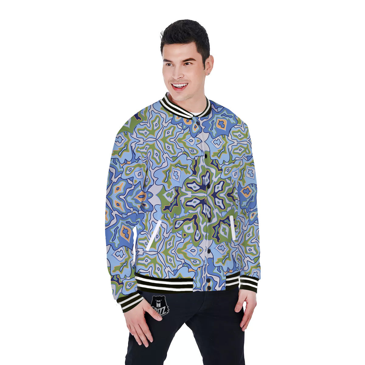 Kaleidoscope Boho Print Baseball Jacket-grizzshop