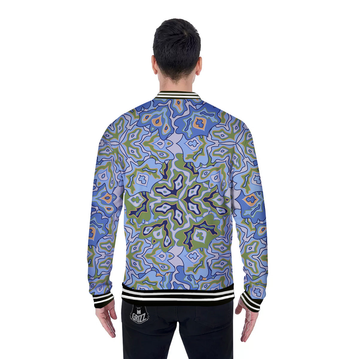 Kaleidoscope Boho Print Baseball Jacket-grizzshop