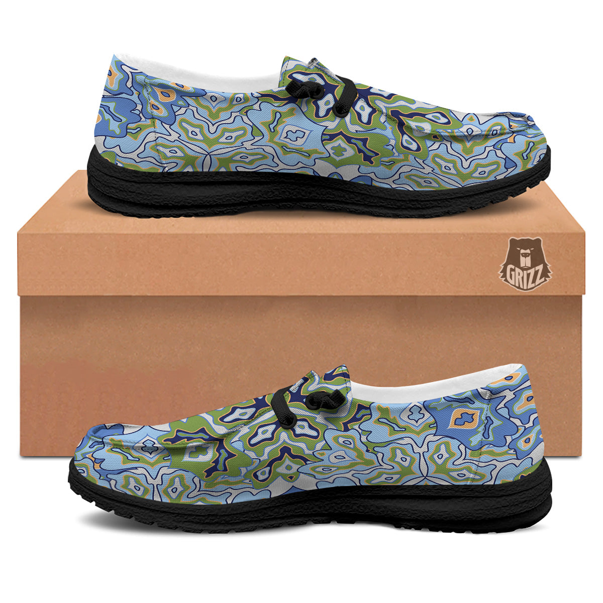 Kaleidoscope Boho Print Black Loafers-grizzshop