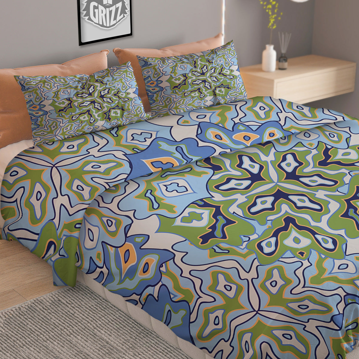 Horse Portrait Dark Blue Print Duvet Cover Bedding Set