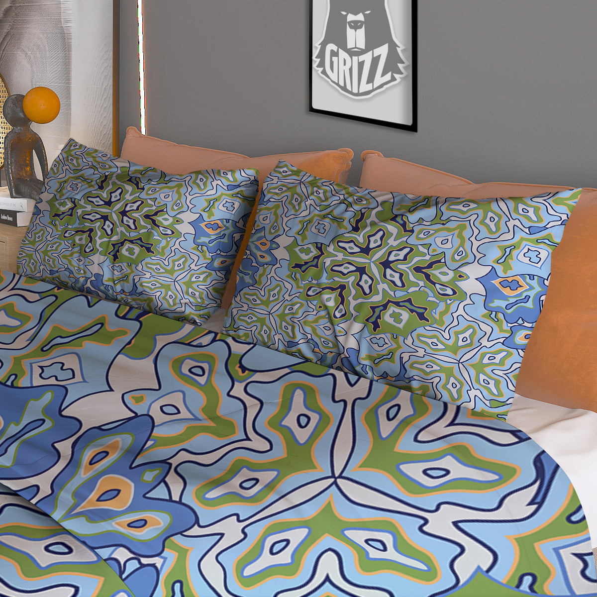 Horse Portrait Dark Blue Print Duvet Cover Bedding Set