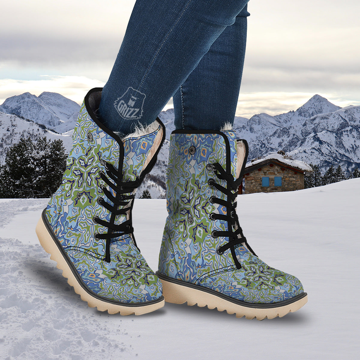 Kaleidoscope Boho Print Snow Boots-grizzshop