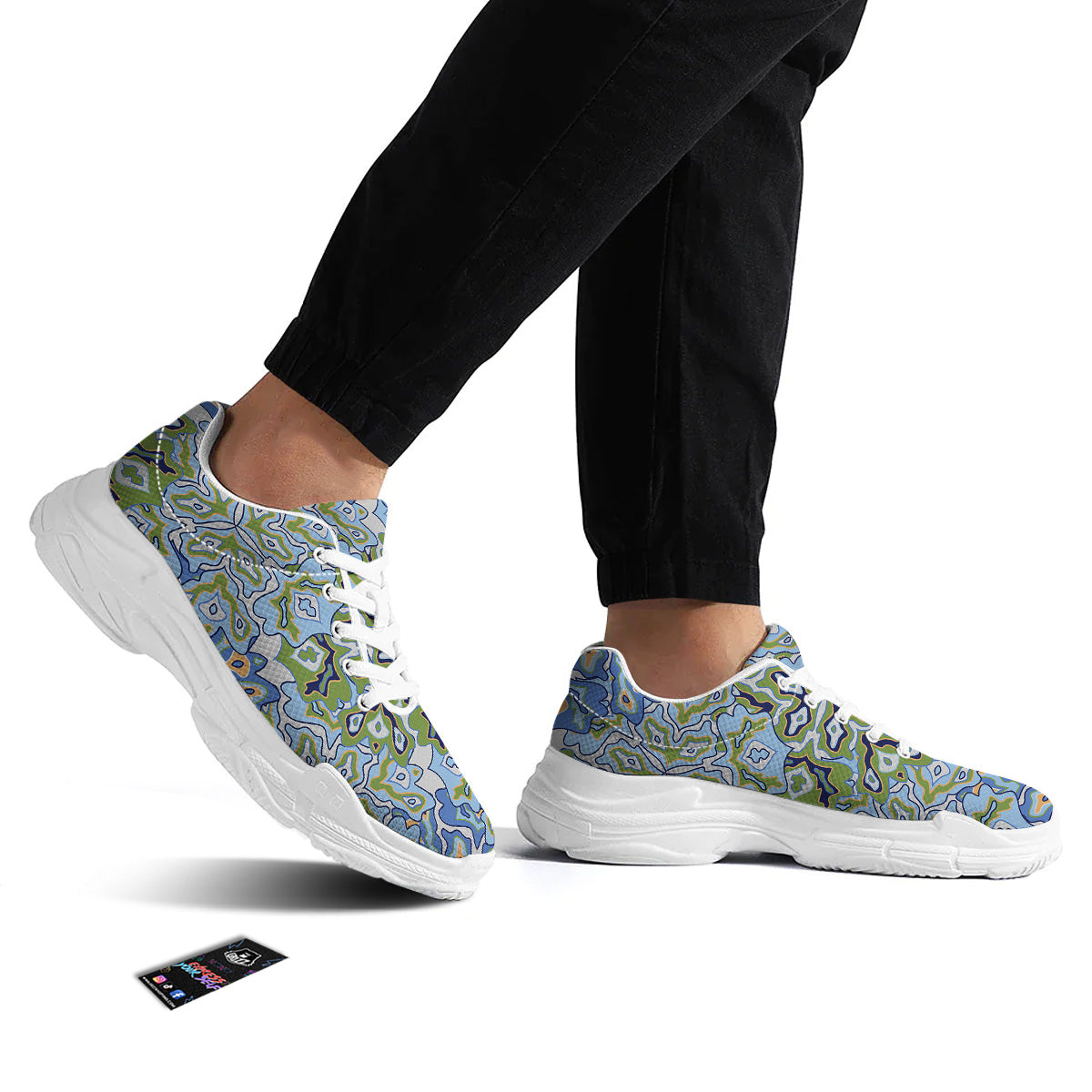 Kaleidoscope Boho Print White Chunky Shoes-grizzshop