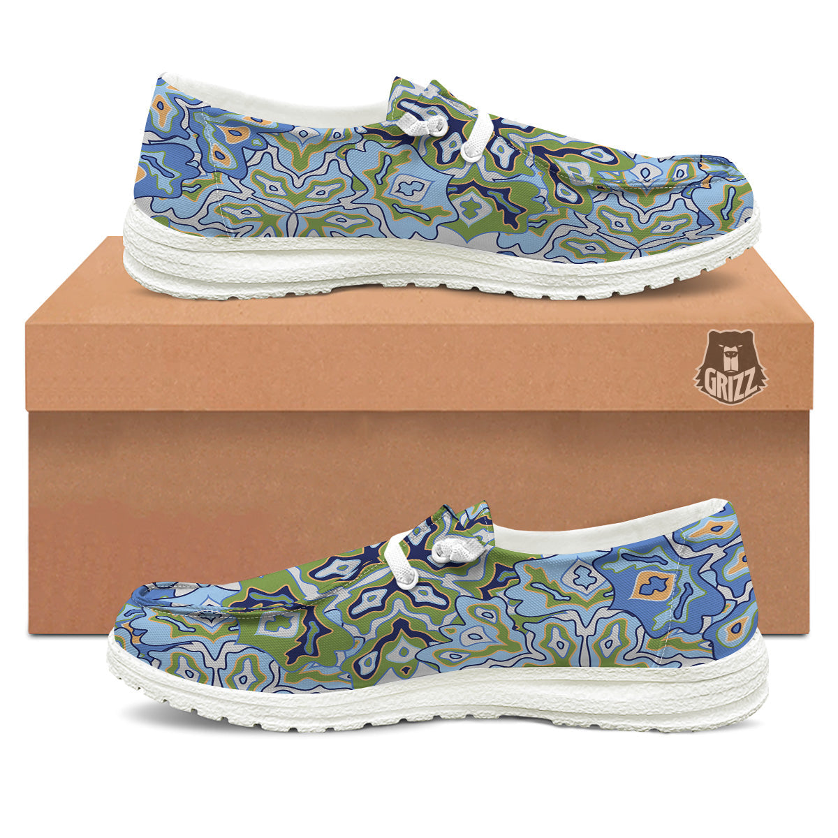 Kaleidoscope Boho Print White Loafers-grizzshop