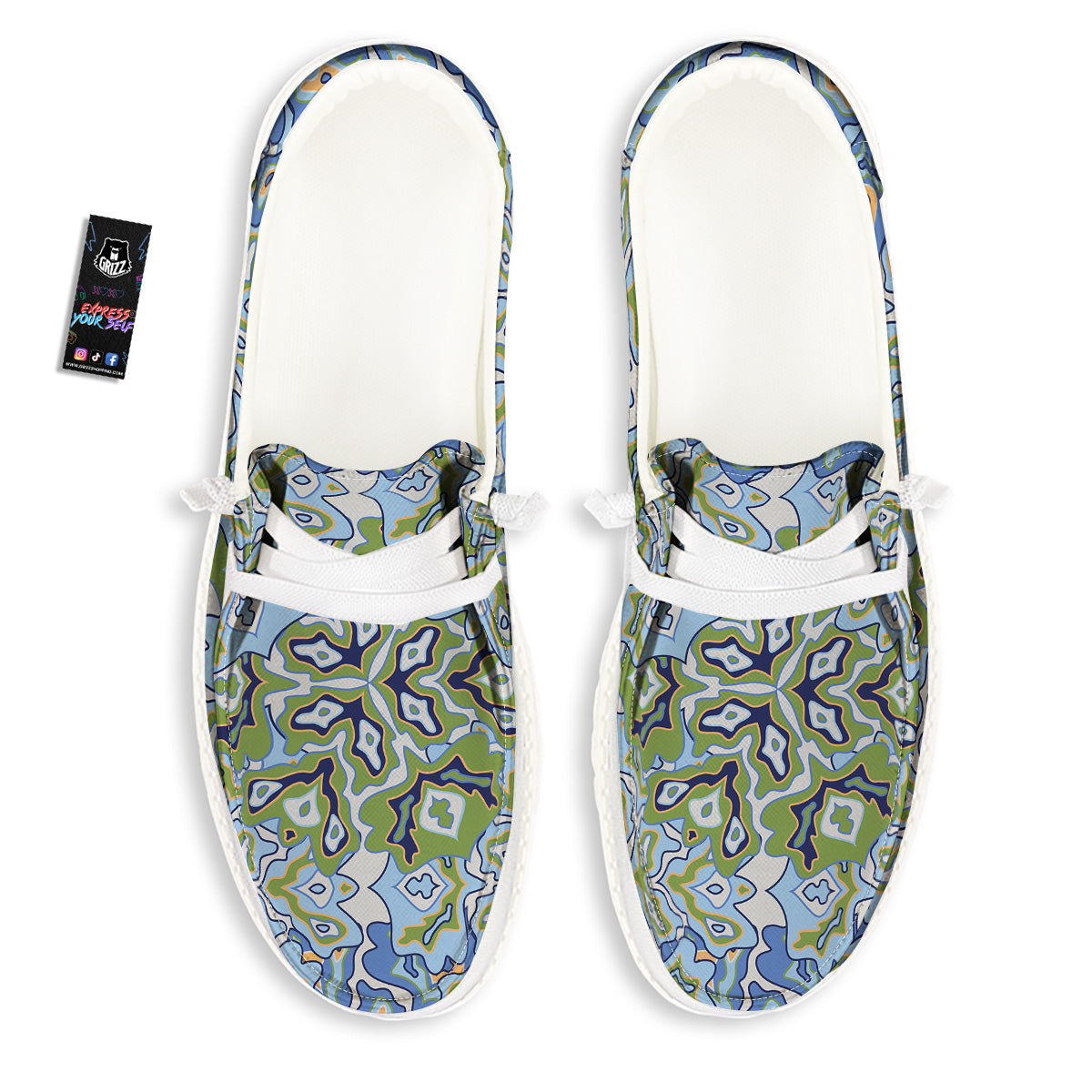 Kaleidoscope Boho Print White Loafers-grizzshop