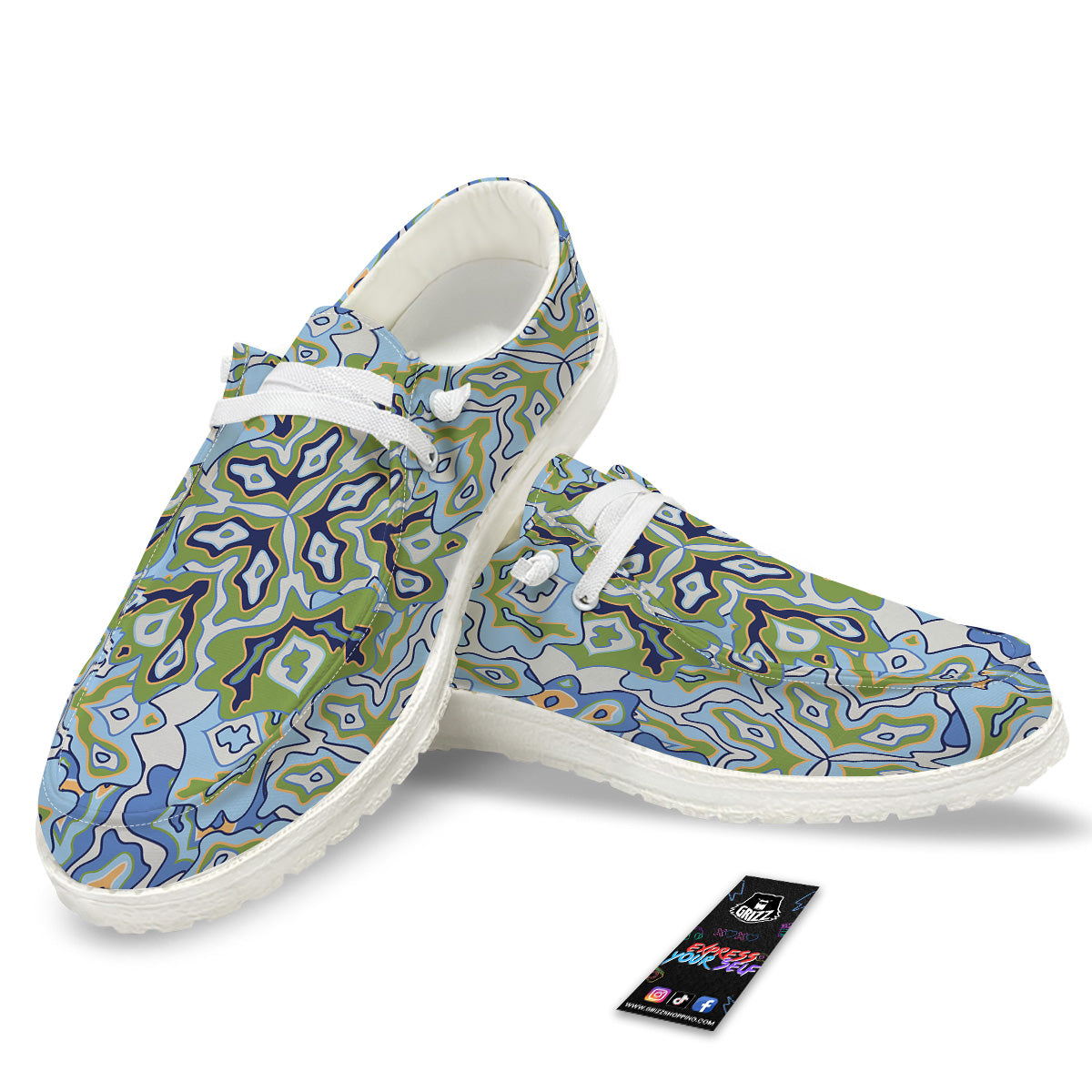 Kaleidoscope Boho Print White Loafers-grizzshop
