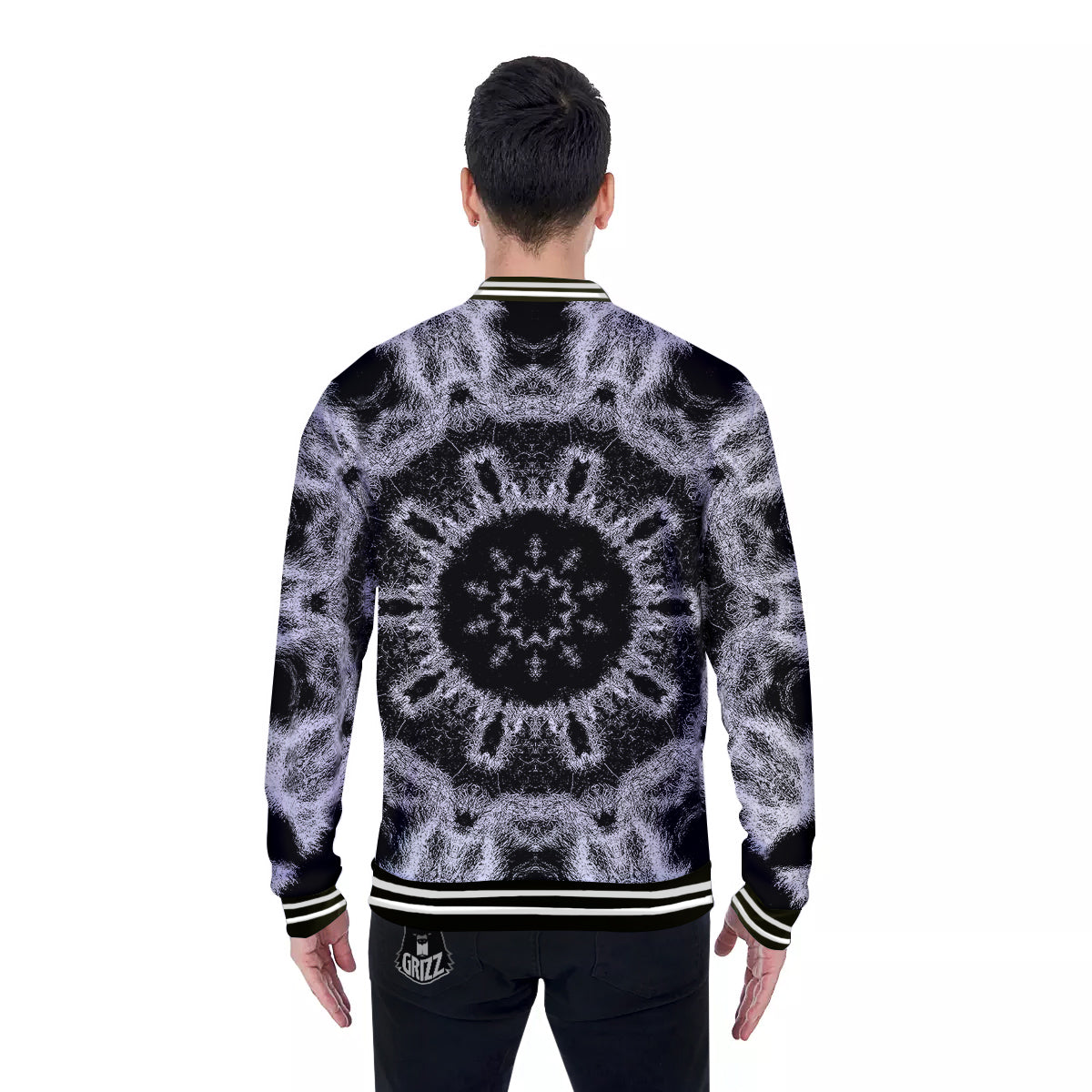 Kaleidoscope Cloud Dark Print Baseball Jacket-grizzshop