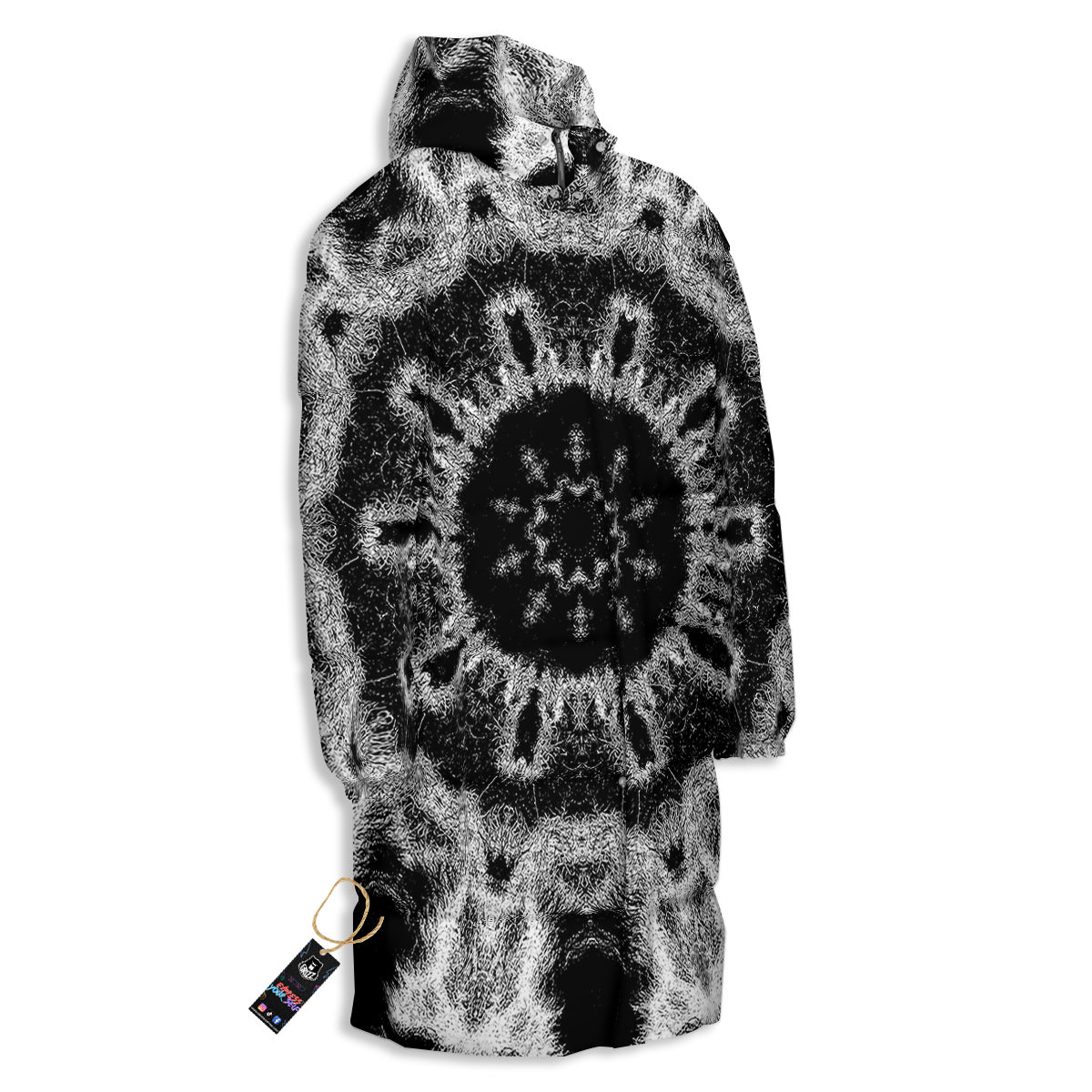 Kaleidoscope Cloud Dark Print Long Down Jacket-grizzshop