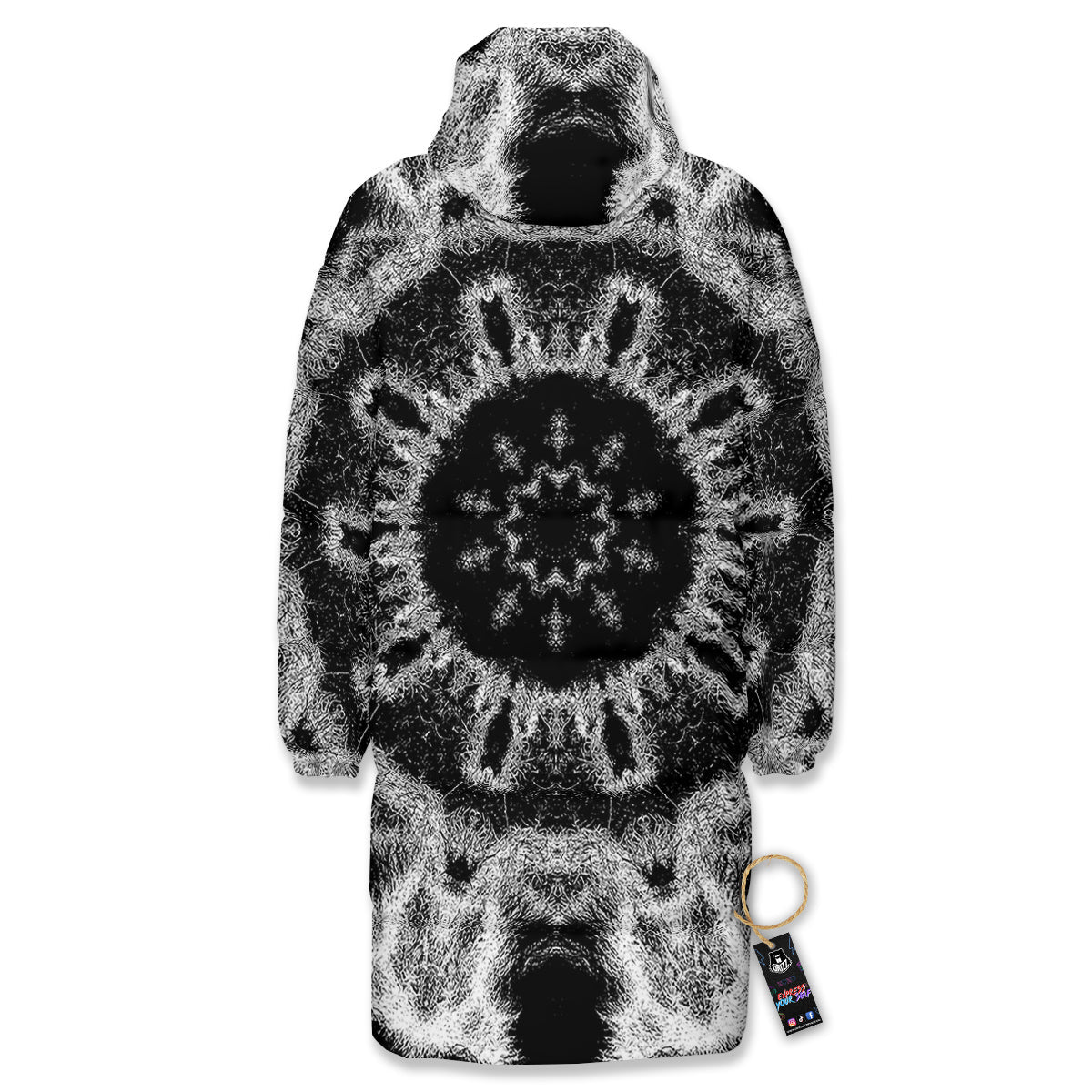 Kaleidoscope Cloud Dark Print Long Down Jacket-grizzshop