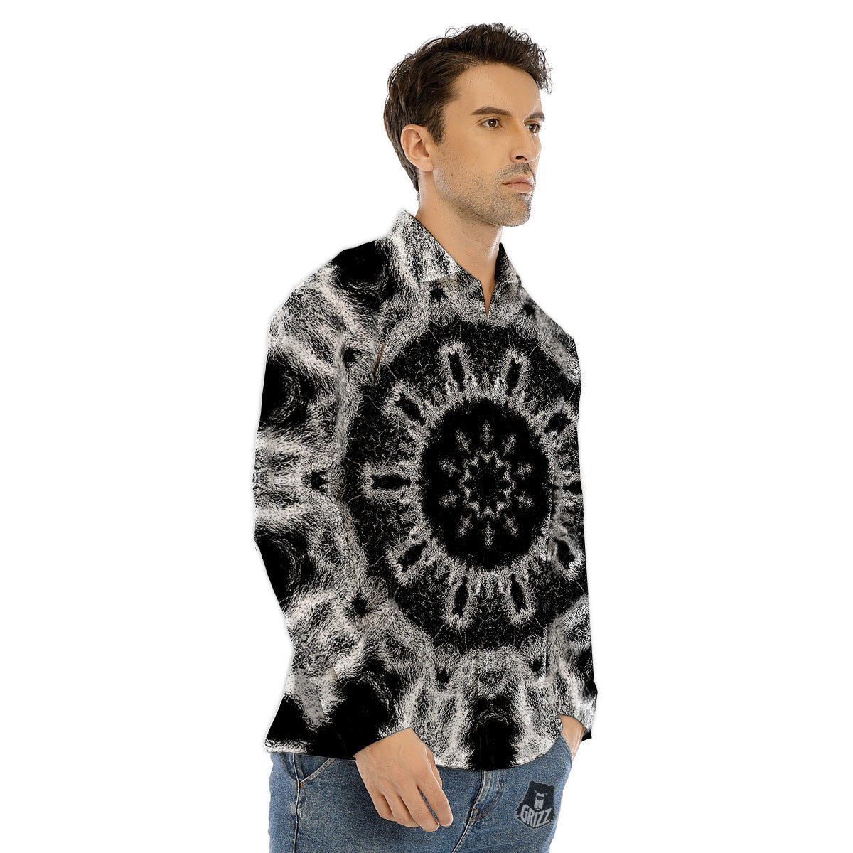 Kaleidoscope Cloud Dark Print Men's Dress Shirts-grizzshop