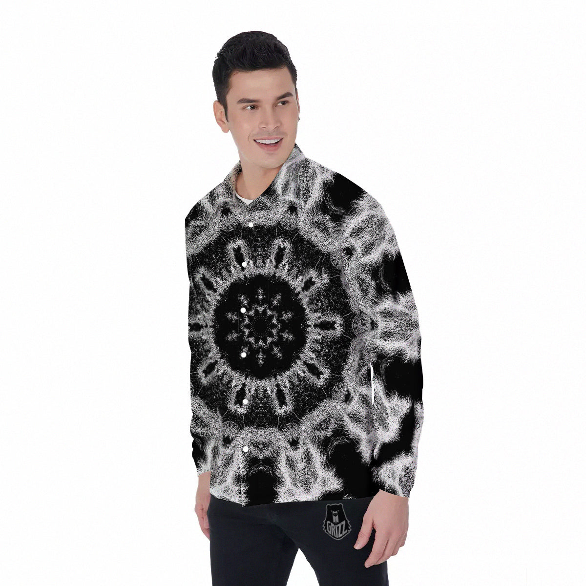Kaleidoscope Cloud Dark Print Men's Long Sleeve Shirts-grizzshop