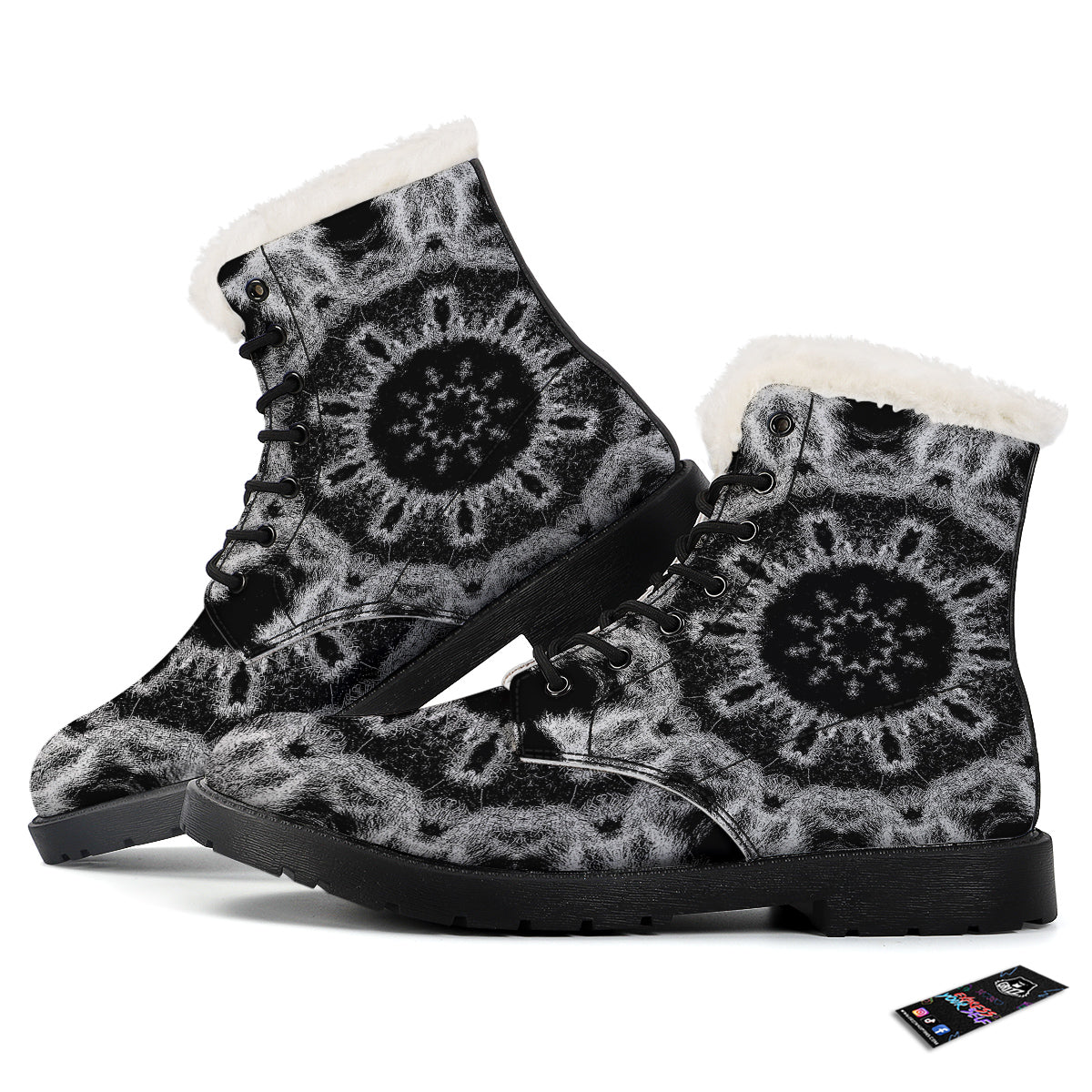 Kaleidoscope Cloud Dark Print Winter Boots-grizzshop