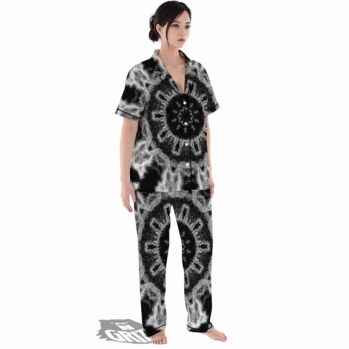 Kaleidoscope Cloud Dark Print Women's Pajamas Set-grizzshop