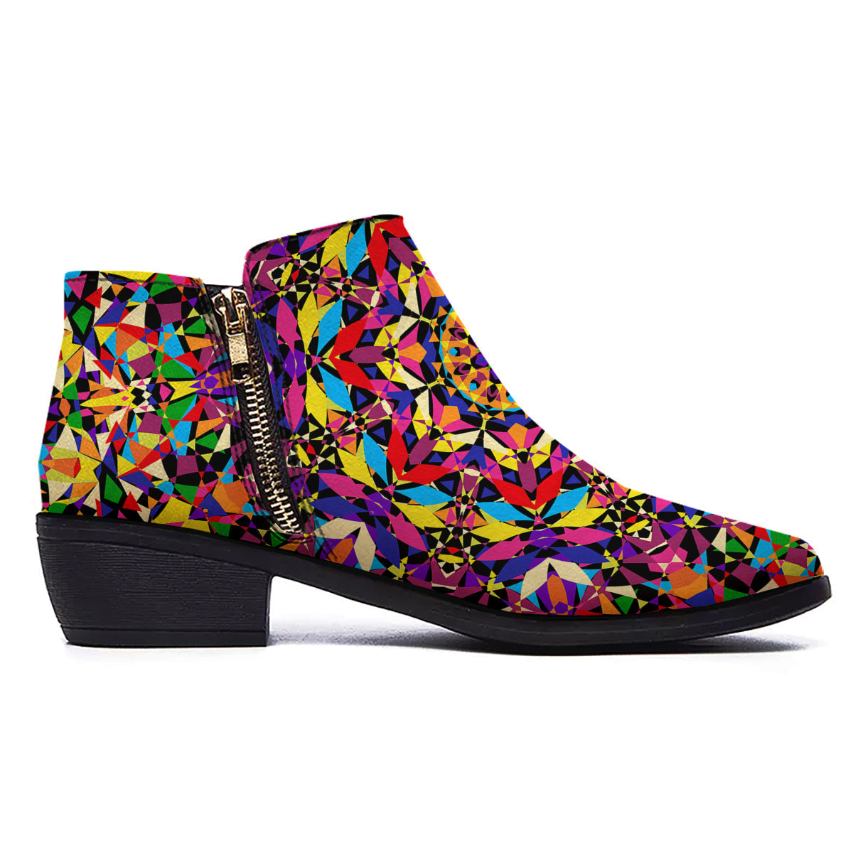 Kaleidoscope Colorful Print Ankle Boots-grizzshop
