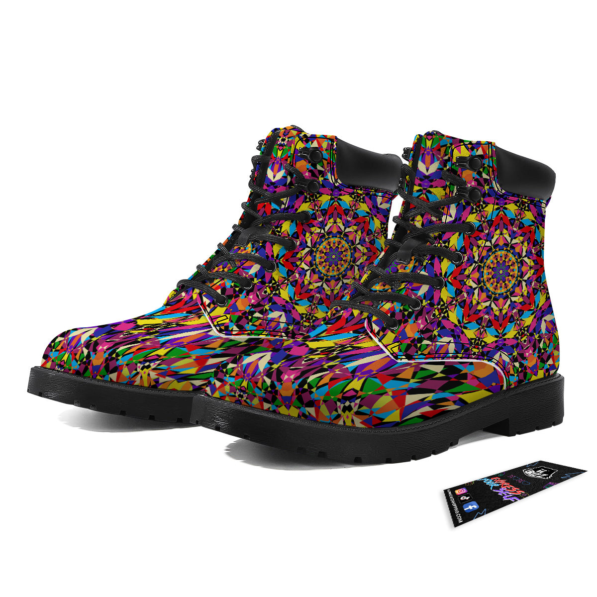 Kaleidoscope Colorful Print Boots-grizzshop