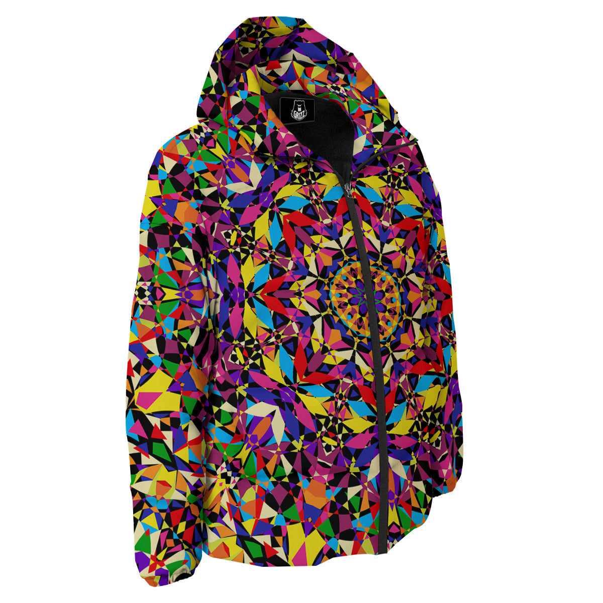 Kaleidoscope Colorful Print Down Jacket-grizzshop
