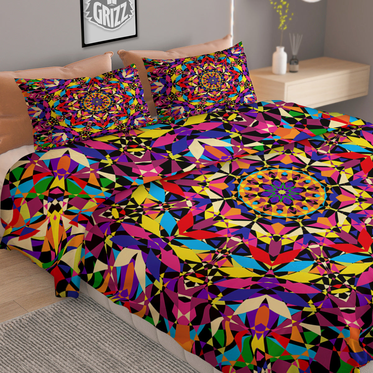Hot Air Balloon Floral Print Pattern Duvet Cover Bedding Set