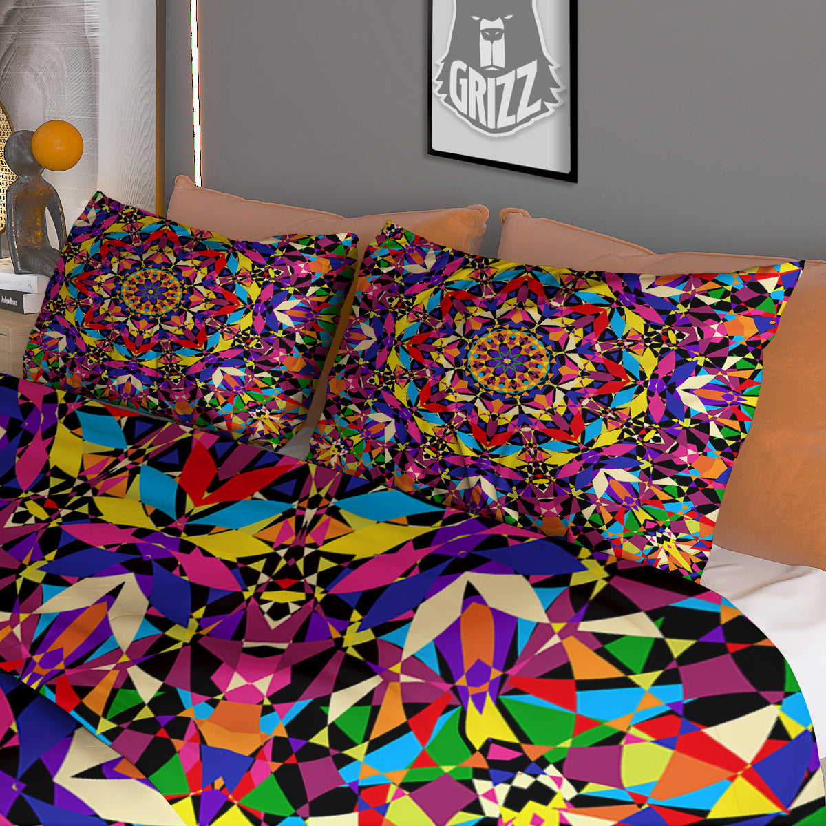 Hot Air Balloon Floral Print Pattern Duvet Cover Bedding Set