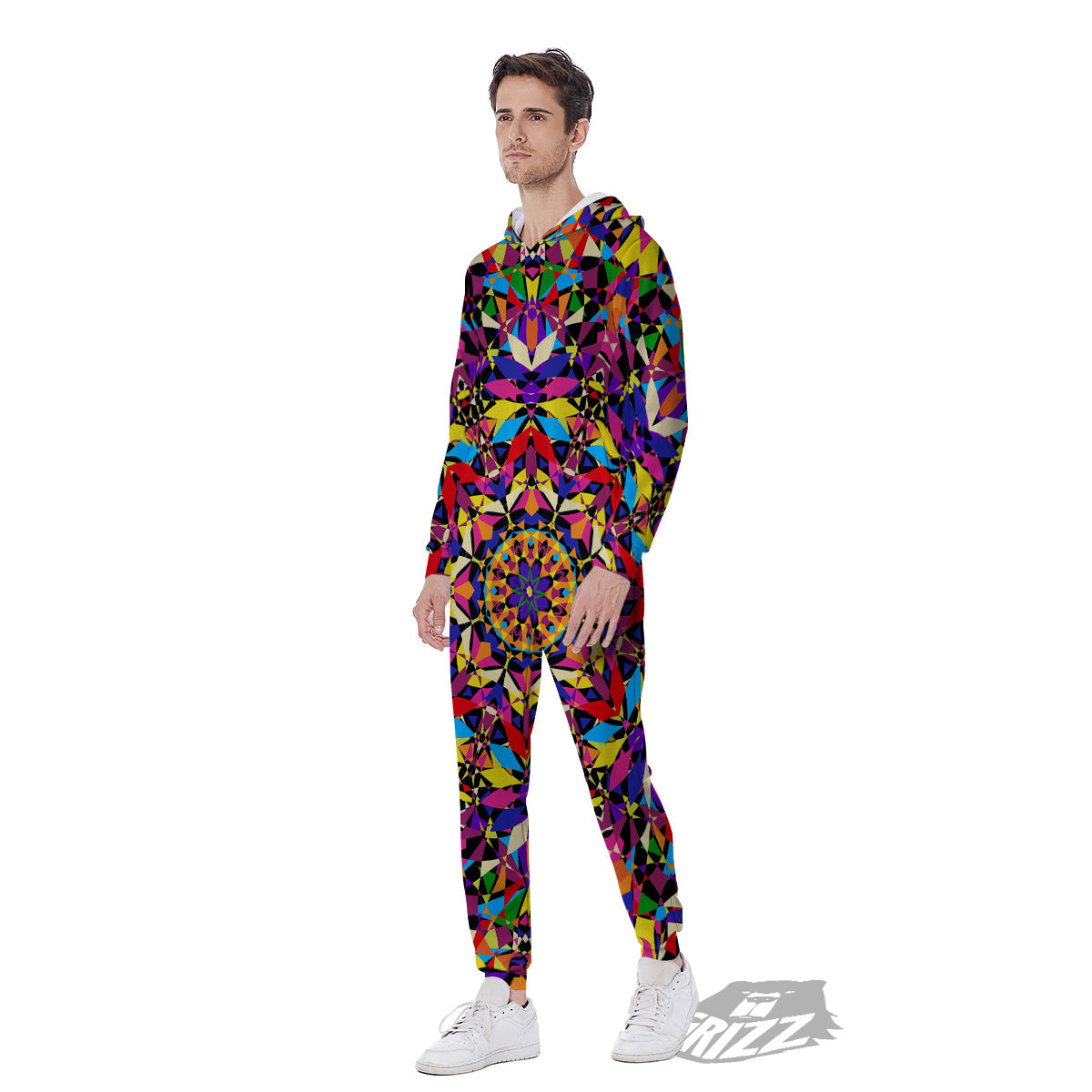 Kaleidoscope Colorful Print Men's Jumpsuit-grizzshop