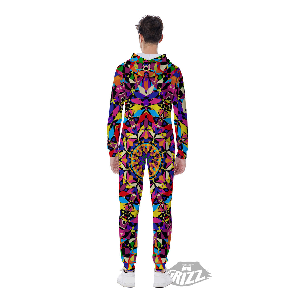 Kaleidoscope Colorful Print Men's Jumpsuit-grizzshop
