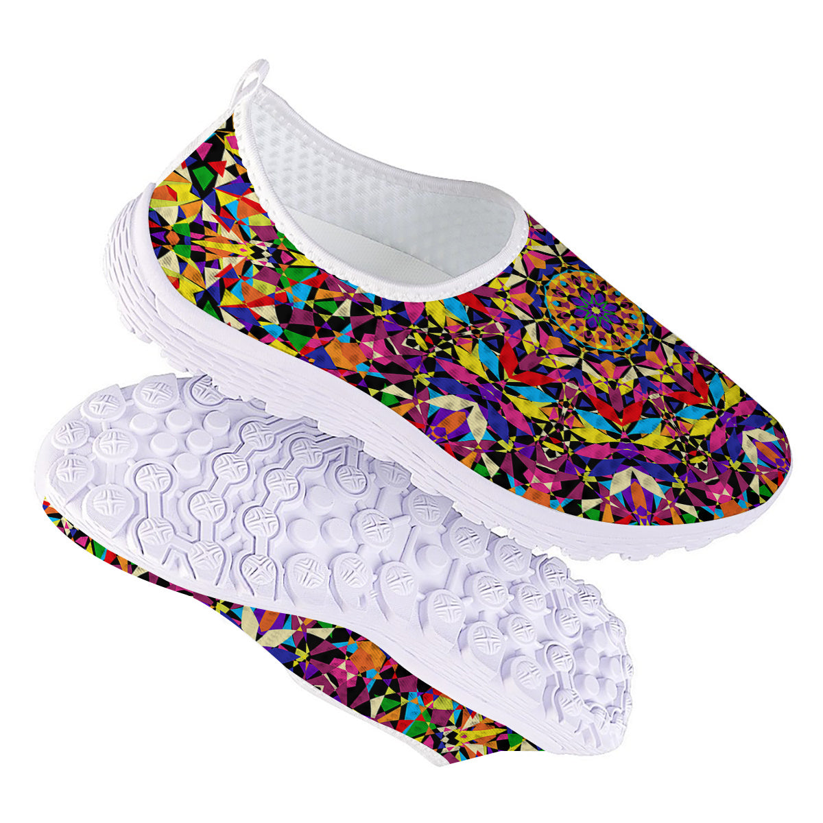Kaleidoscope Colorful Print Nurse Shoes-grizzshop