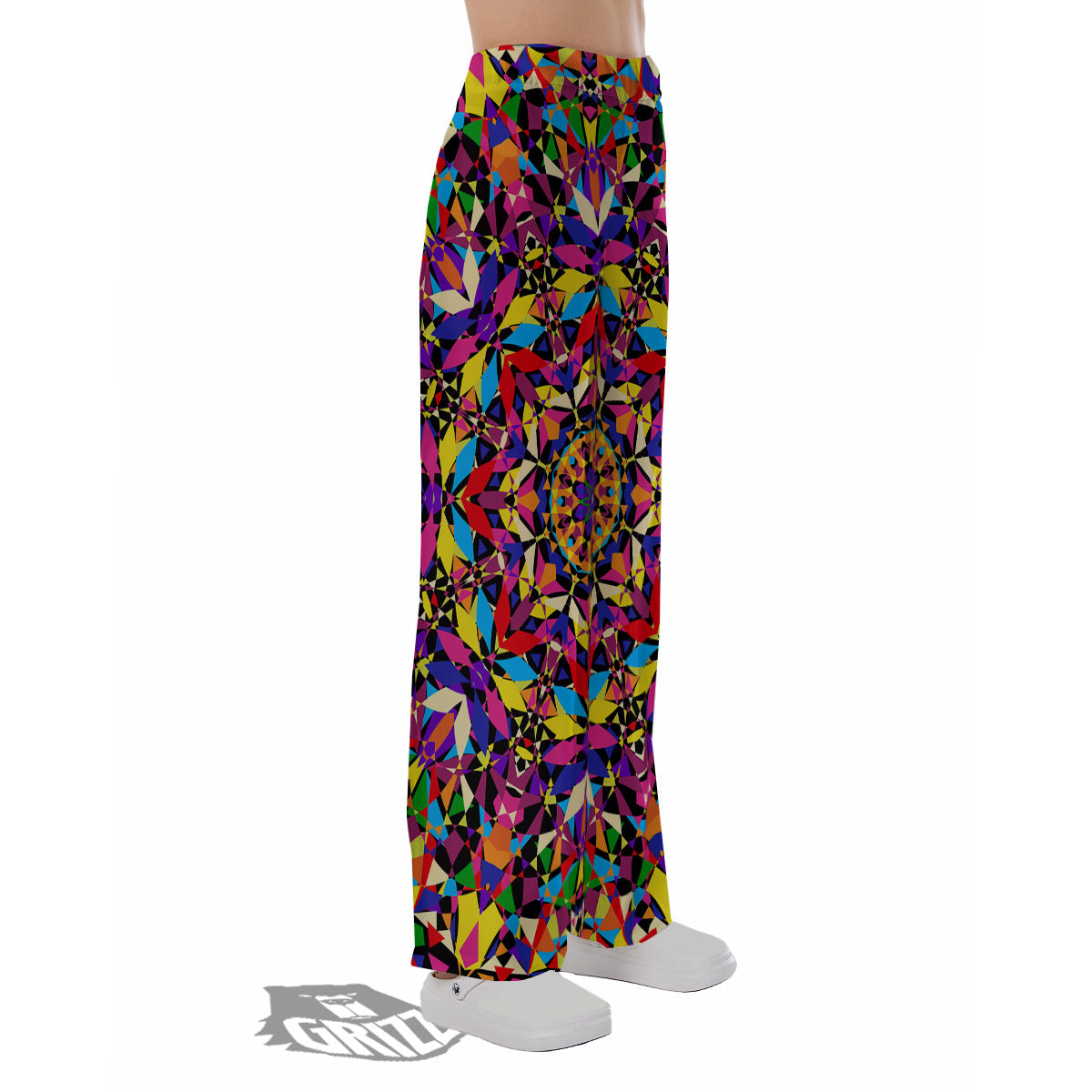 Kaleidoscope Colorful Print Pajama Pants-grizzshop