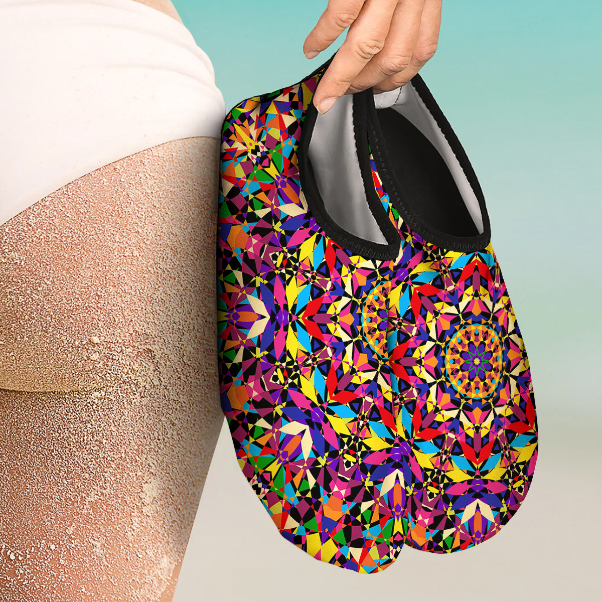 Kaleidoscope Colorful Print Water Shoes-grizzshop
