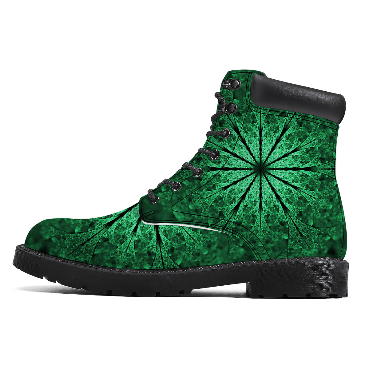 Kaleidoscope Dark Green Print Boots-grizzshop