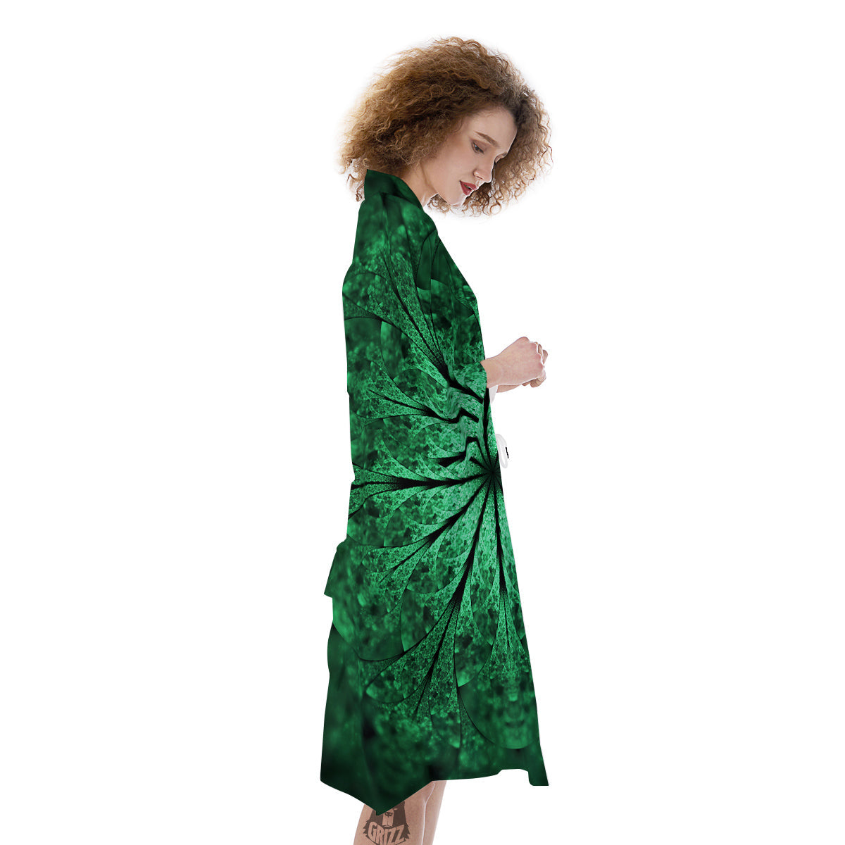 Kaleidoscope Dark Green Print Kimono-grizzshop