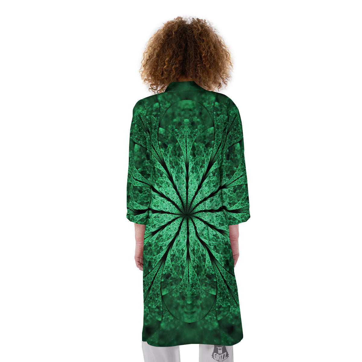 Kaleidoscope Dark Green Print Kimono-grizzshop