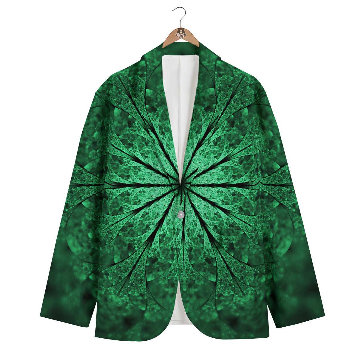 Kaleidoscope Dark Green Print Men's Blazer-grizzshop