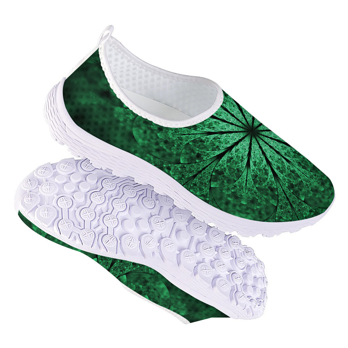 Kaleidoscope Dark Green Print Nurse Shoes-grizzshop