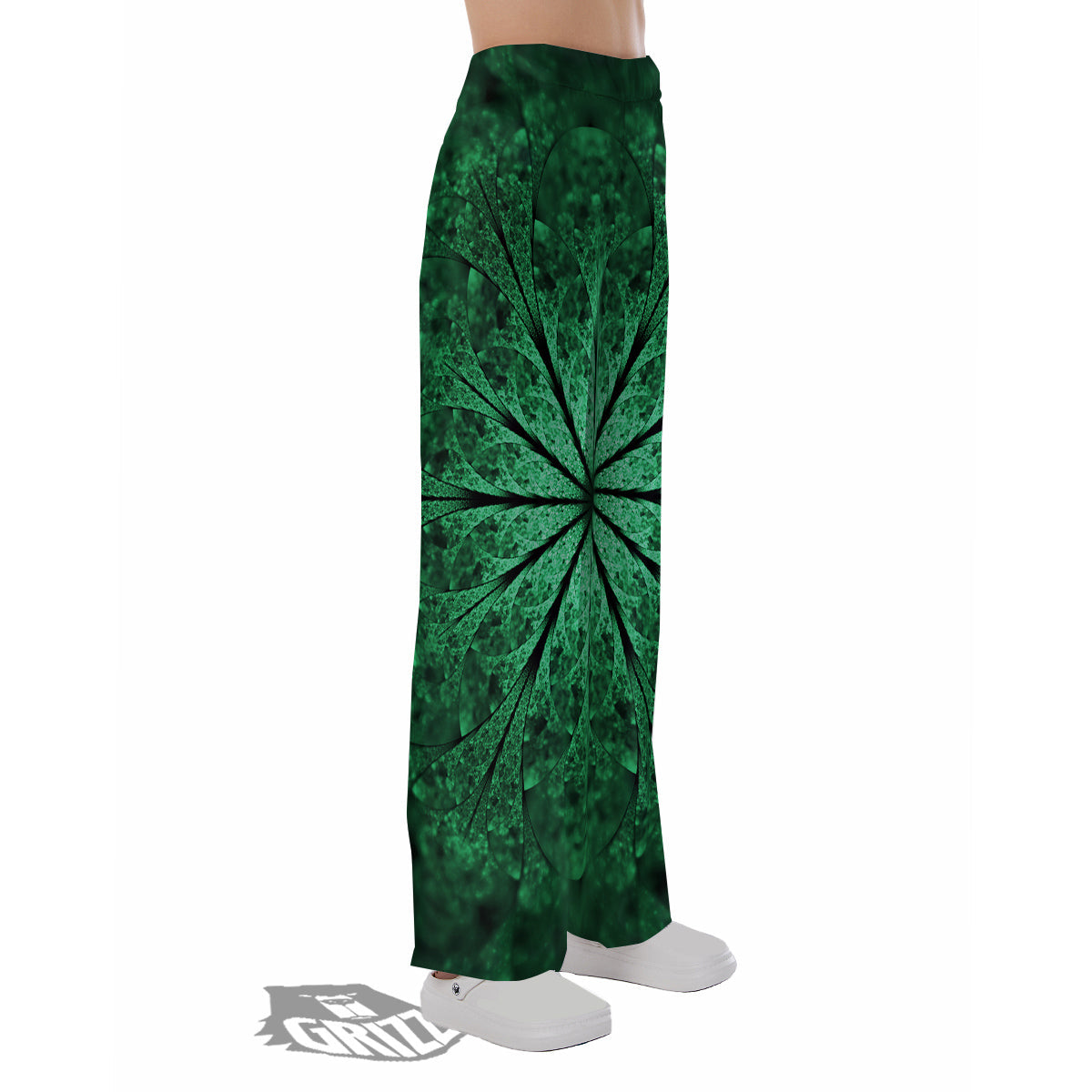 Kaleidoscope Dark Green Print Pajama Pants-grizzshop