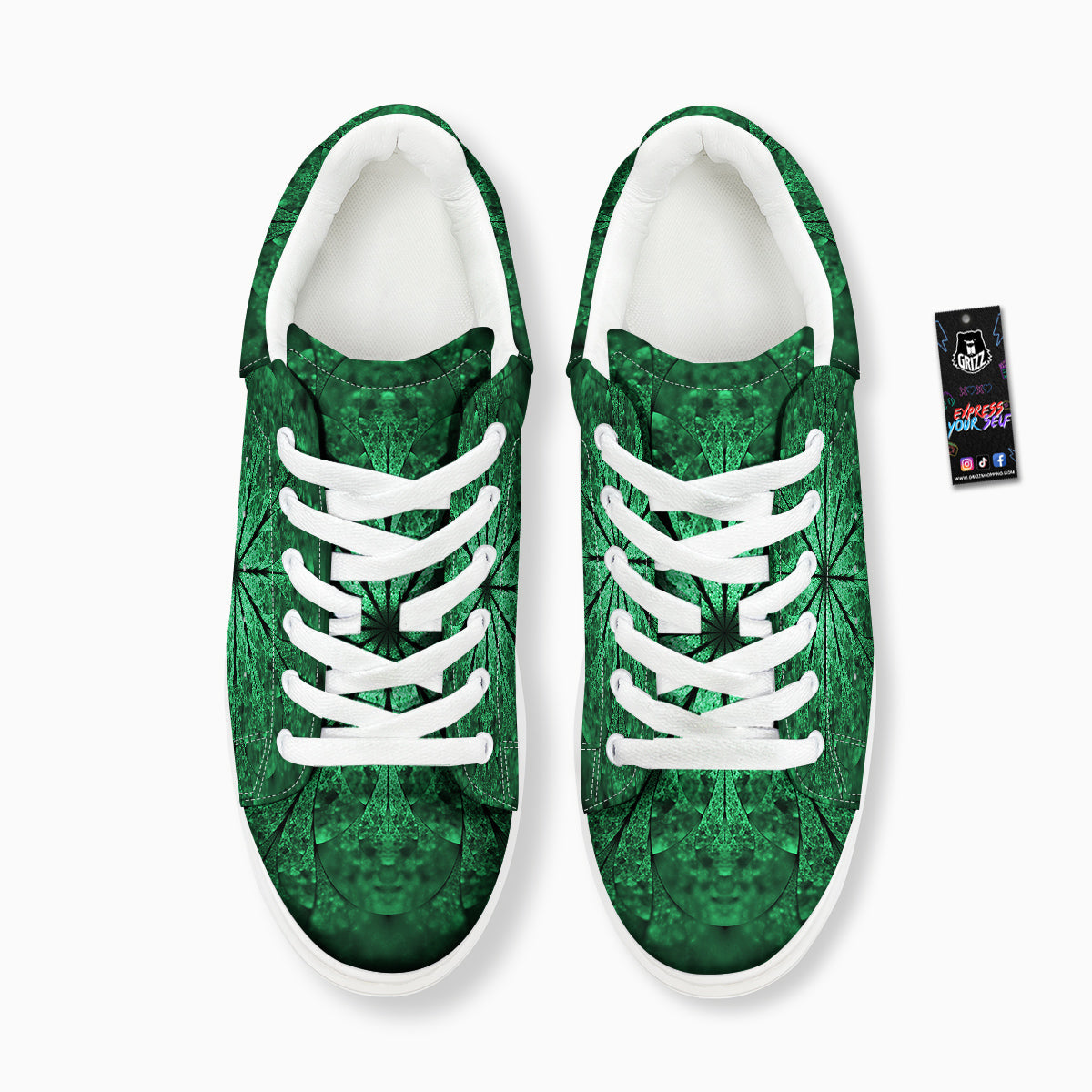 Kaleidoscope Dark Green Print Platform Shoes-grizzshop