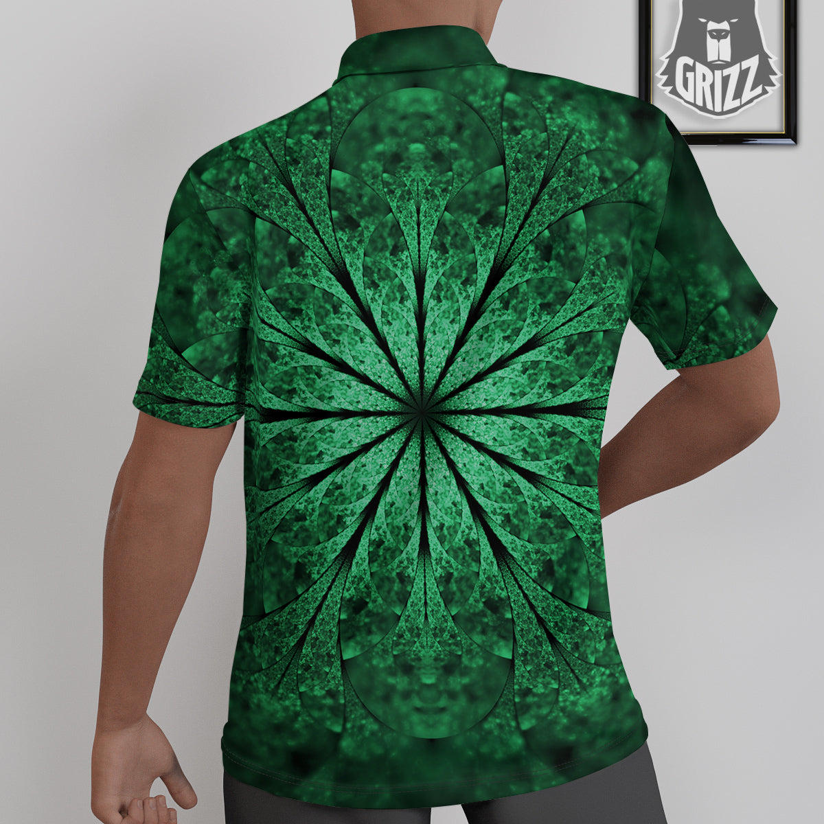 Kaleidoscope Dark Green Print Untucked Shirts-grizzshop