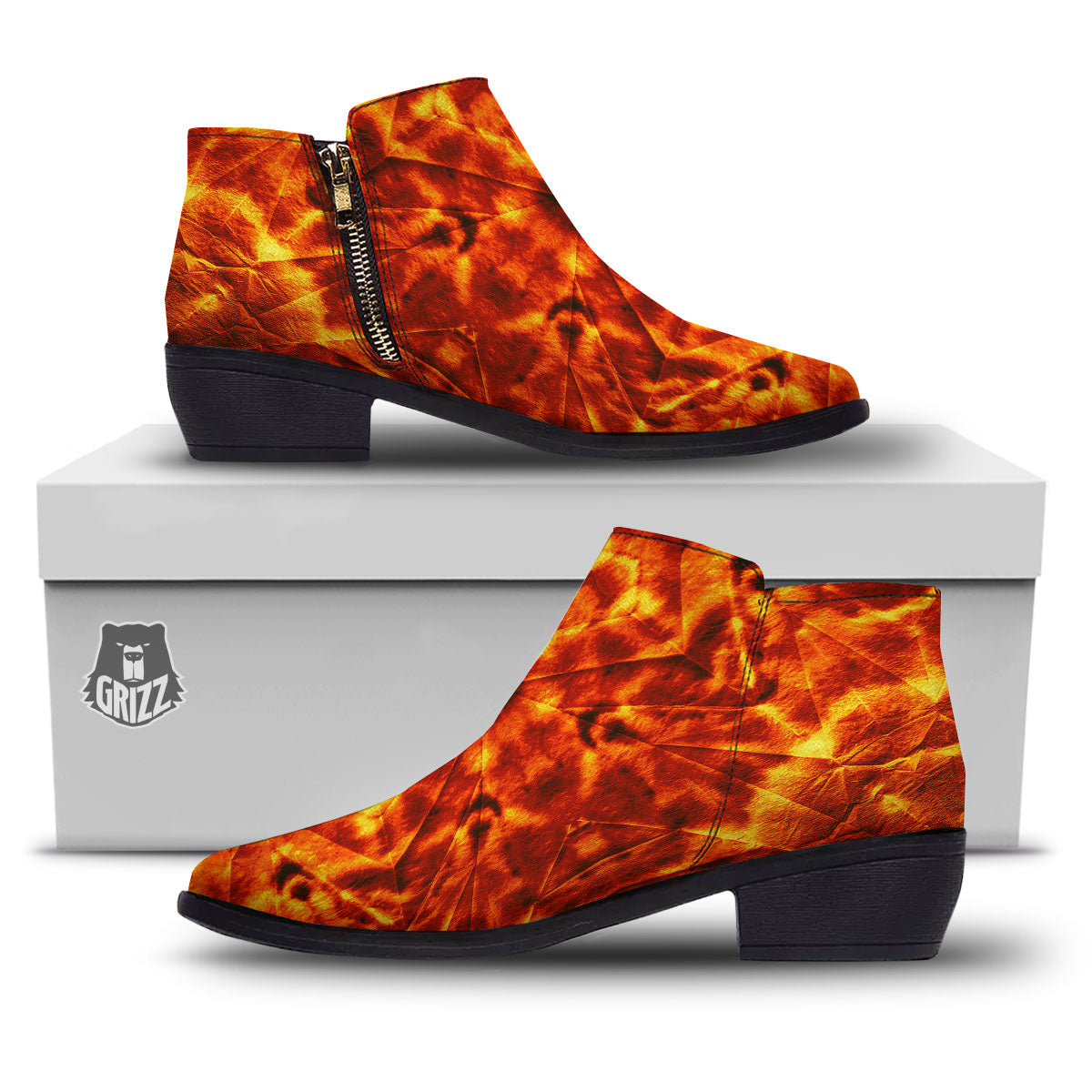 Kaleidoscope Flame Print Ankle Boots-grizzshop