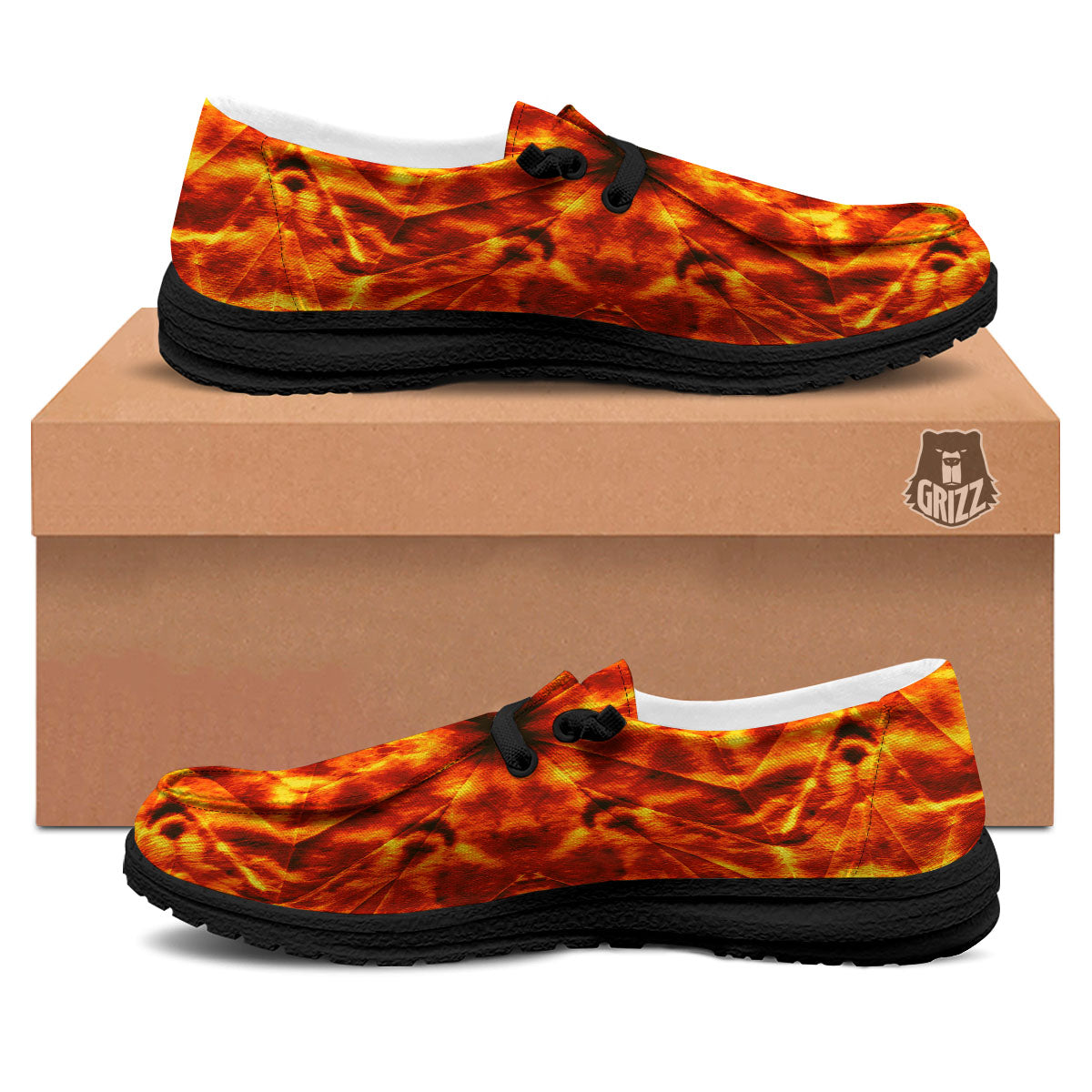 Kaleidoscope Flame Print Black Loafers-grizzshop