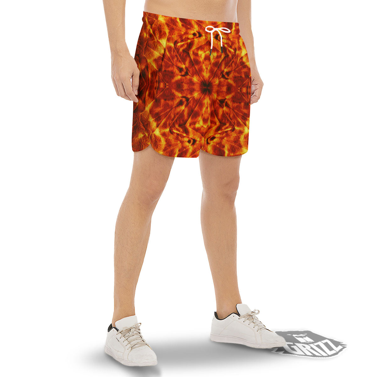 Kaleidoscope Flame Print Men's Gym Shorts-grizzshop