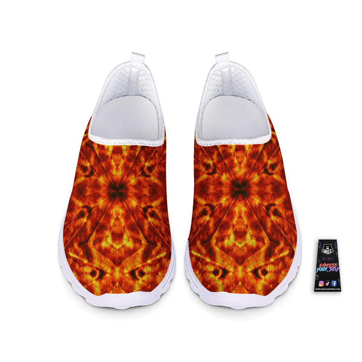 Kaleidoscope Flame Print Nurse Shoes-grizzshop