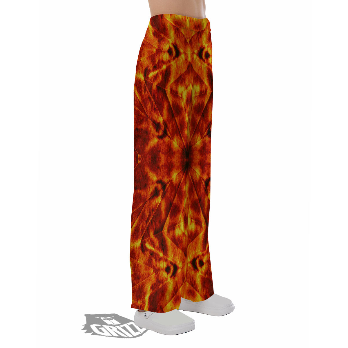 Kaleidoscope Flame Print Pajama Pants-grizzshop