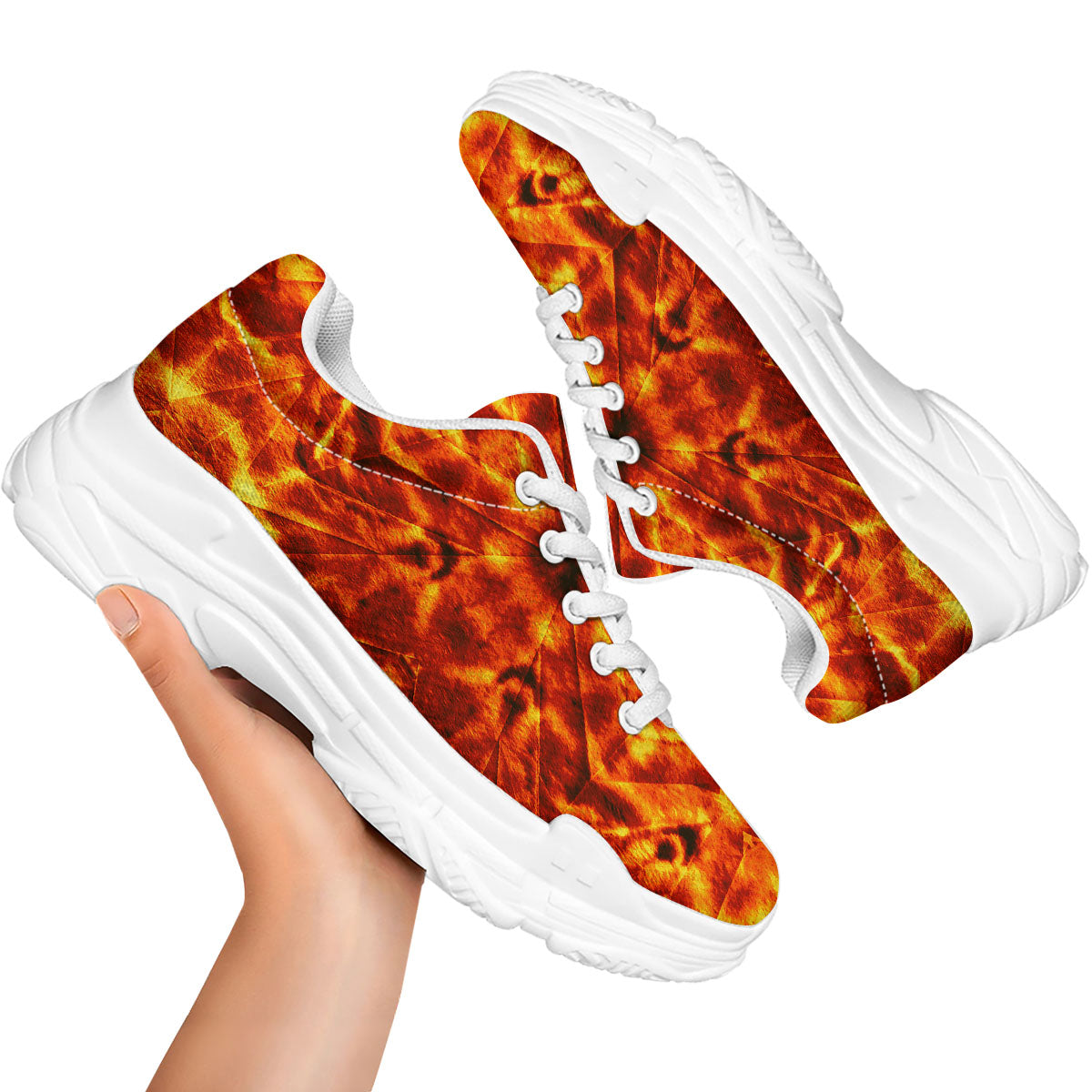 Kaleidoscope Flame Print White Chunky Shoes-grizzshop